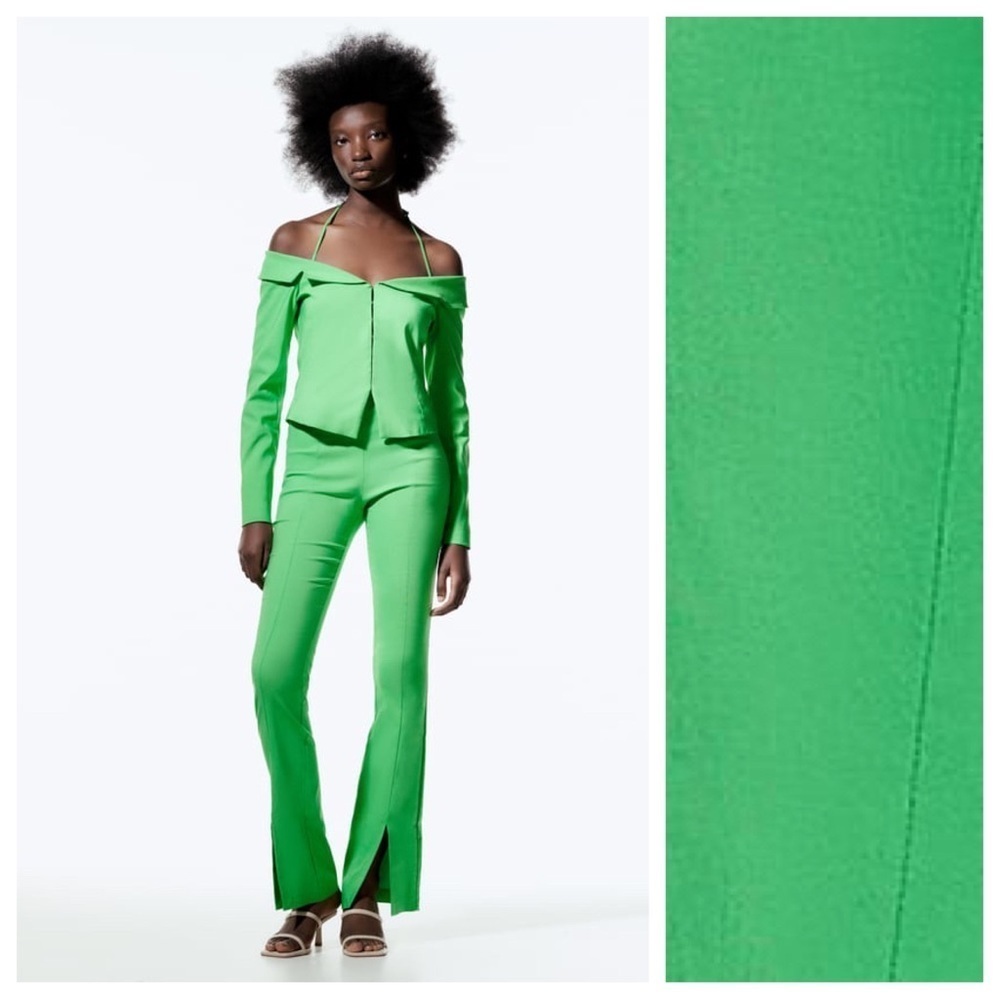 NWT. Zara Apple Green Cropped Fitted Blazer. Size M.